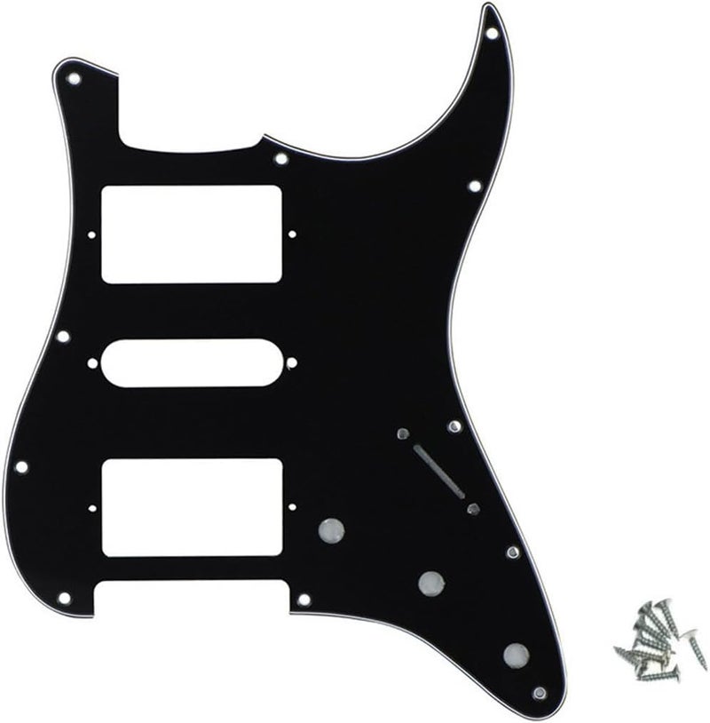 ROZILO Strat HSH Pickguard Pick Guard Scratch Plate with Screws for American/Mexican Standard Strat Modern Style Guitar Replacement Black 3Ply - Image 1